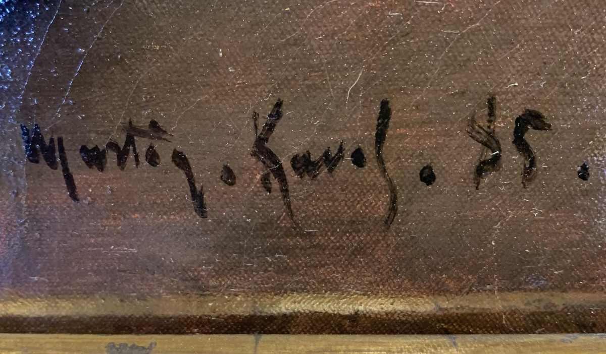 François Martin-Kavel 1861-1931.Coupe Satzuma Et Bijoux. Huile Sur Toile 73x60-photo-5