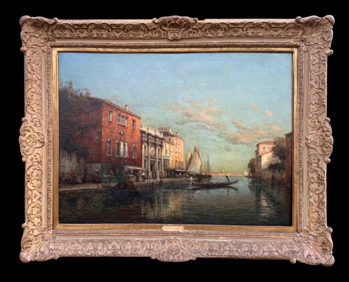 View Of Venice. Oil On Canvas 82x60. Signed Antoine Bouvard 1870-1955-photo-1