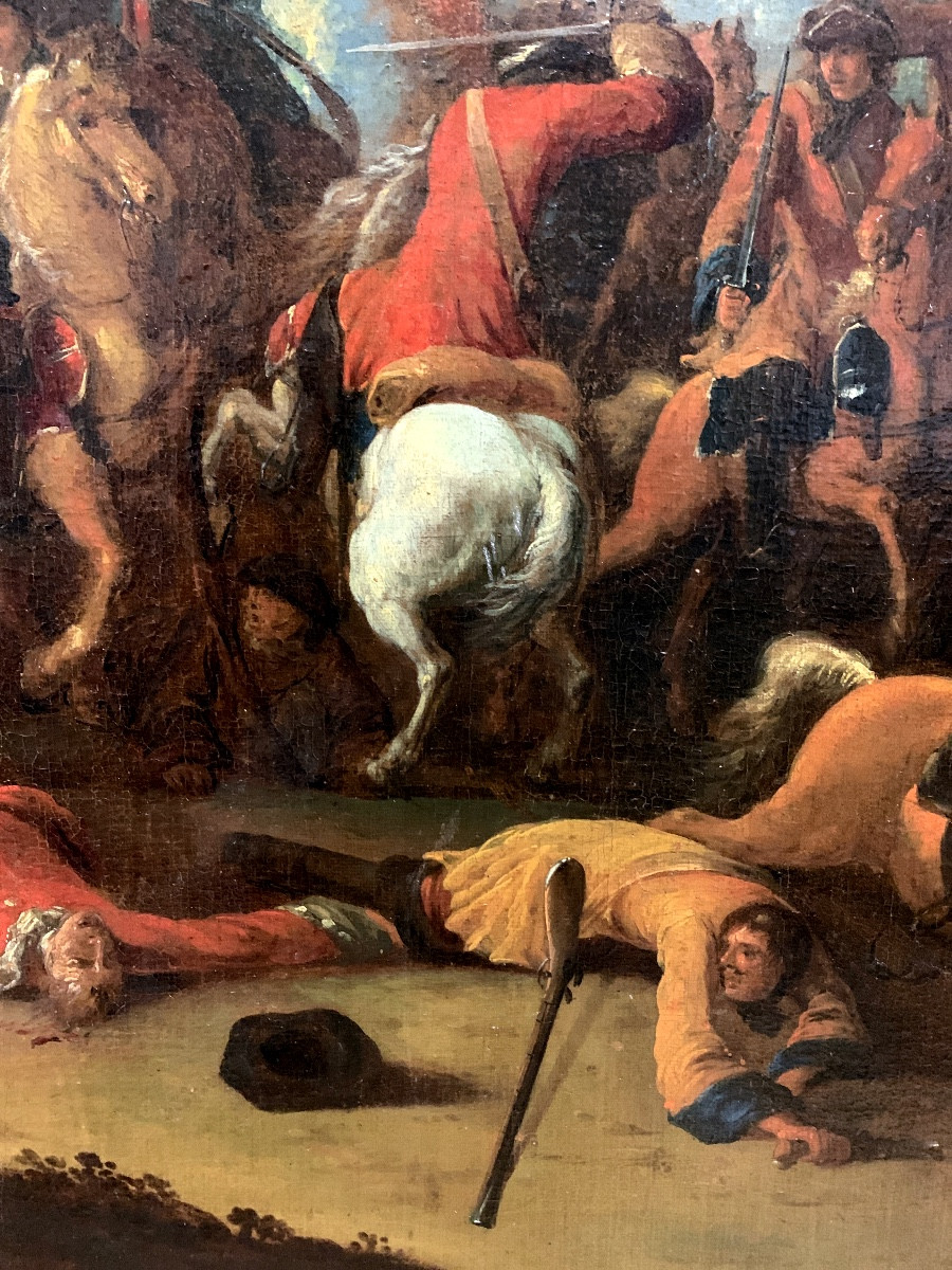 Battle Scene. Oil On Canvas 90x85.jan Van Der Stoffe(1611-1682) Attributed-photo-4