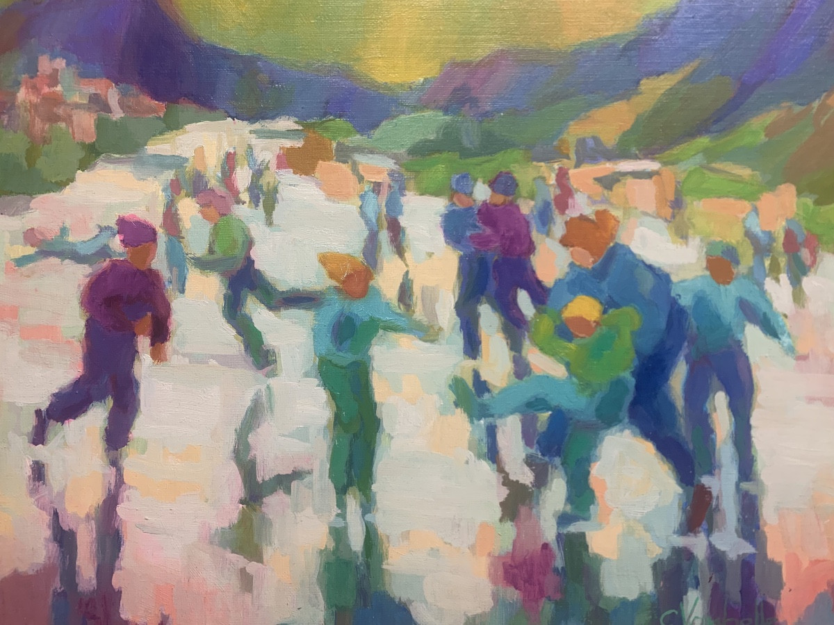 Premier pas sur glace. Guy Vanbelle(1931-) huile sur toile 46x38-photo-3