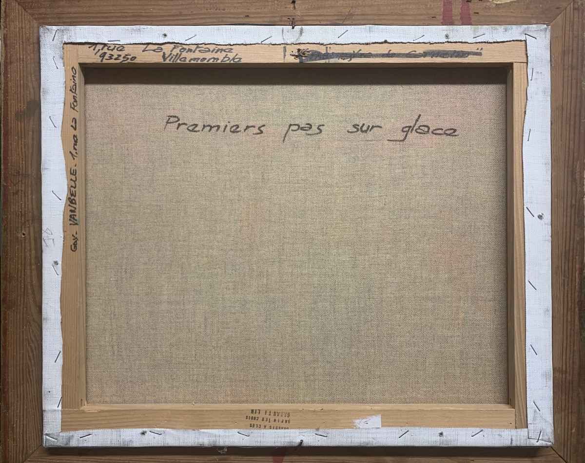 Premier pas sur glace. Guy Vanbelle(1931-) huile sur toile 46x38-photo-4