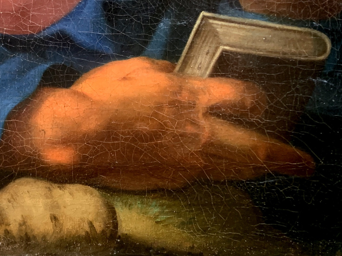 Évangéliste. Huile sur toile ,53,5x40.Ecole Hollandaise,XVII siècle.Disciple d’Hendrik Goltzius-photo-3