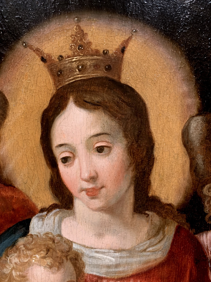 Vierge a’ l’Enfant avec Anges musiciens. HSP,99x74.Entourage de Hans Rottenhammer,1564-1625.-photo-3