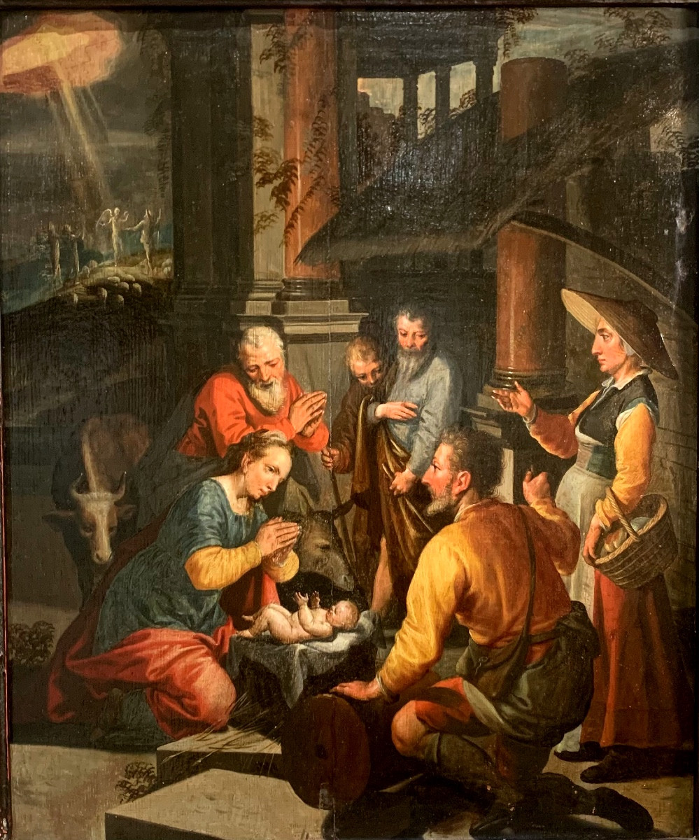 Adoration Of The Shepherds. Oil On Panel, 47 X 39 Cm. Circle Of Pieter Pietersz. Aertsen, 1541–1603-photo-2