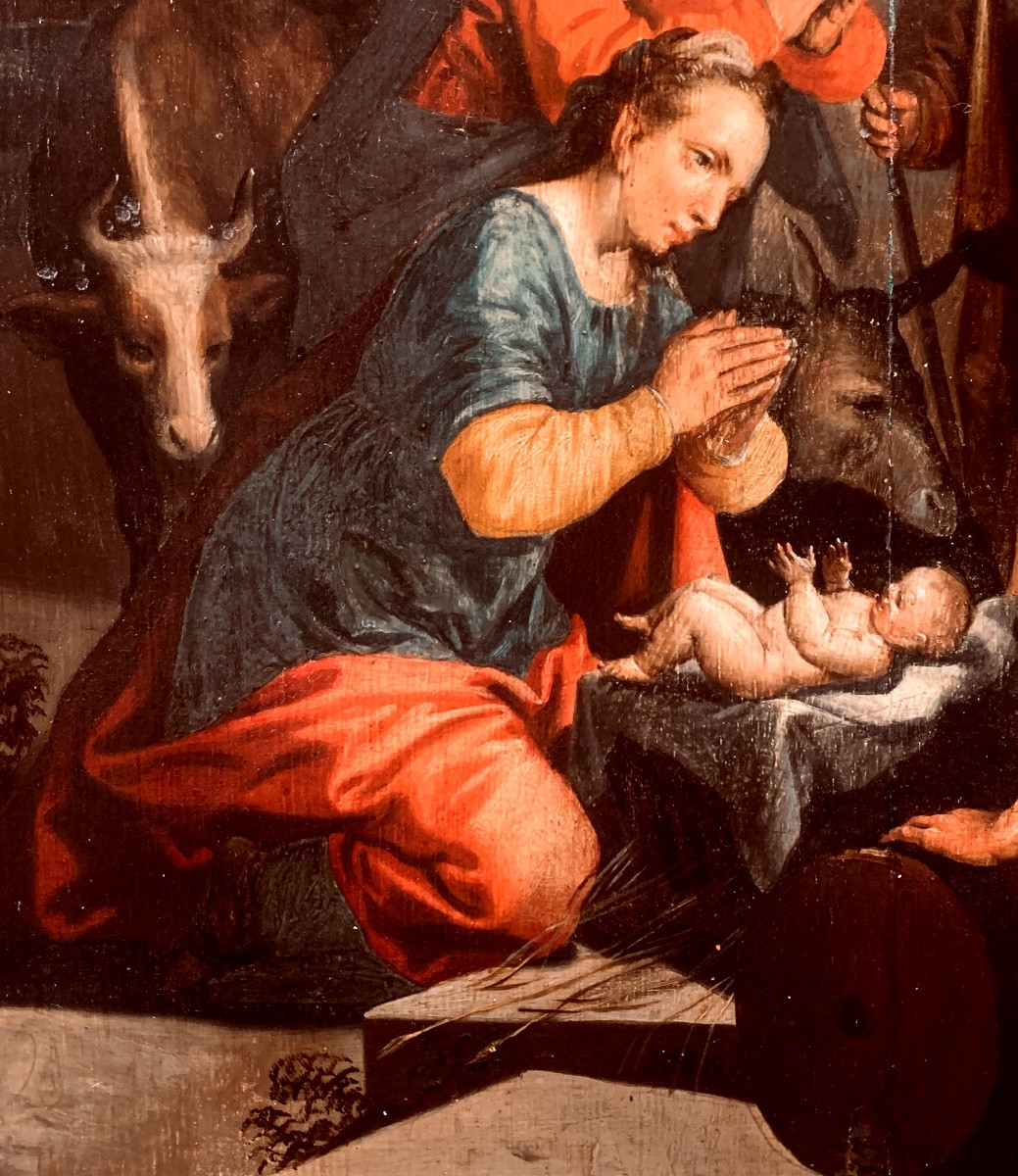 Adoration Of The Shepherds. Oil On Panel, 47 X 39 Cm. Circle Of Pieter Pietersz. Aertsen, 1541–1603-photo-3