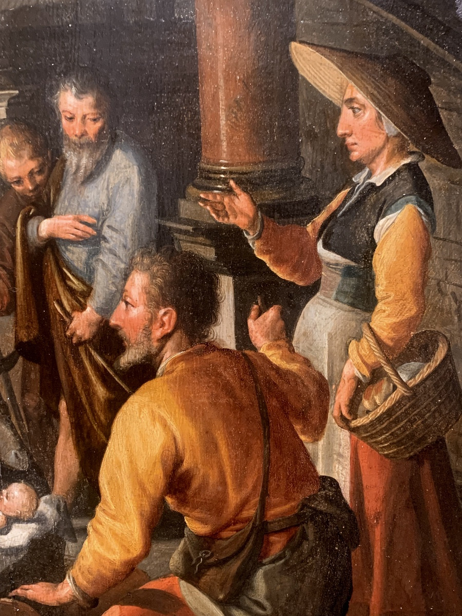 Adoration Of The Shepherds. Oil On Panel, 47 X 39 Cm. Circle Of Pieter Pietersz. Aertsen, 1541–1603-photo-1