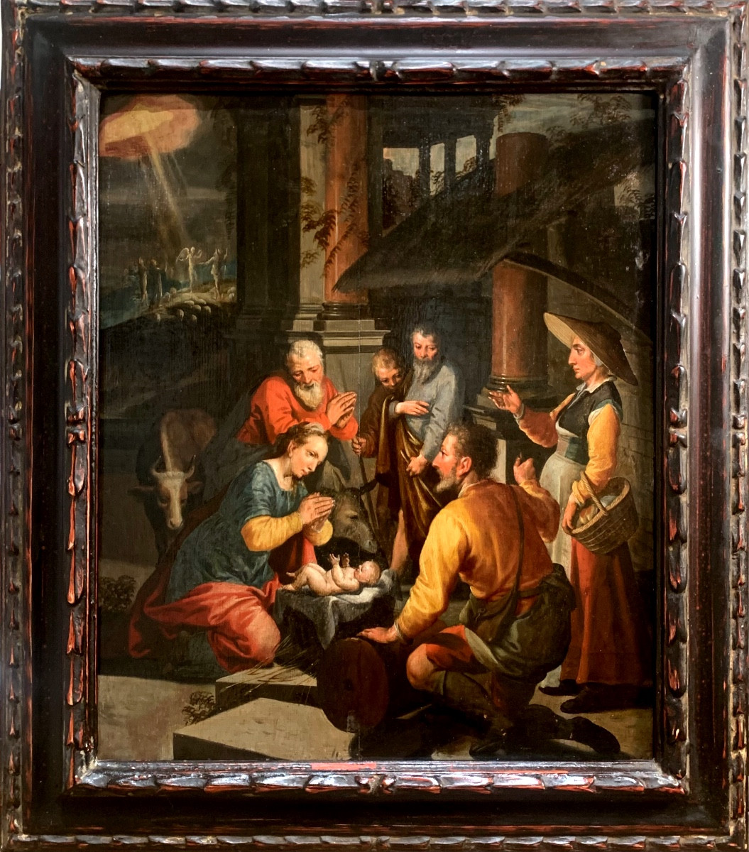 Adoration Of The Shepherds. Oil On Panel, 47 X 39 Cm. Circle Of Pieter Pietersz. Aertsen, 1541–1603