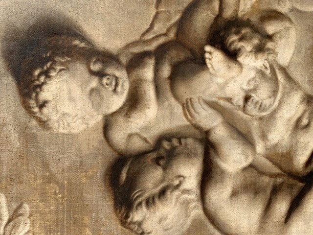 Putti Games, Hst From XVIII, In Grisaille, 108x101-photo-7