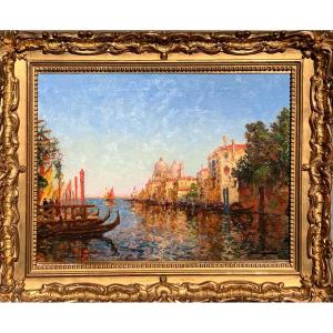 Vue De Venice. Huile Toile 55x39. Signé Charles Cousin