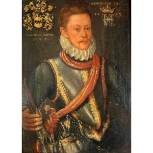 Portrait Of A Nobleman In Armour. Oil Panel 39x40.dated 1573.