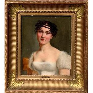 Portrait Of Mlle George. Oil Canvas 48x40. Early 1800s. 