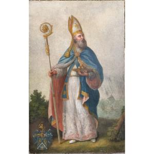 Saint Nicholas. Large Oil On Canvas 104x165. Italian School XVII Century 