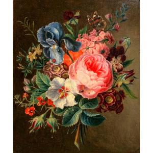 Bouquet Of Flowers. Oil On Canvas 23x20. French School,late 18th Century.