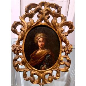 Sibyl. Oil On Canvas 16x13. Bolognese School 17th Century