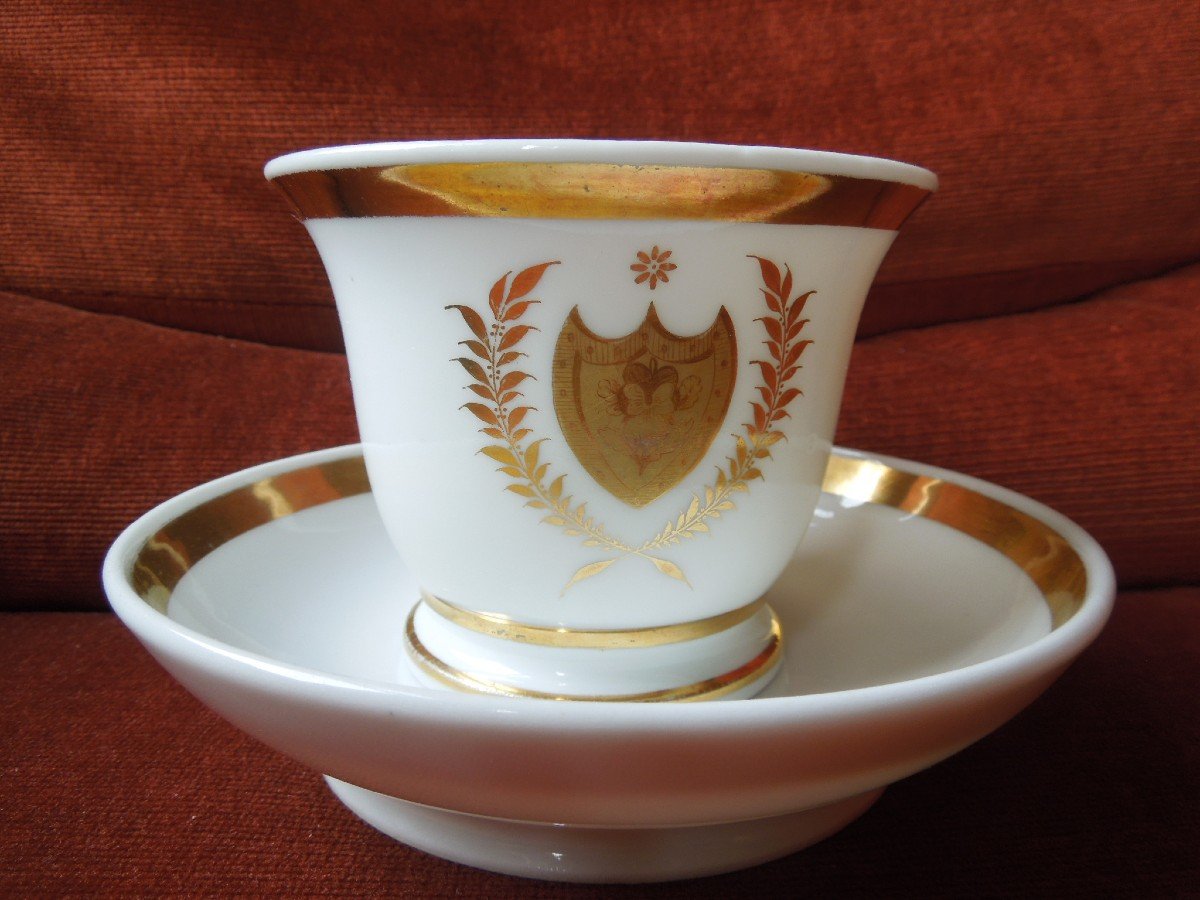 Chocolate Cup And Under Cup Porcelain From Paris Middle 19 Eme-photo-2