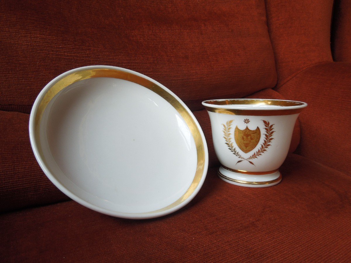 Chocolate Cup And Under Cup Porcelain From Paris Middle 19 Eme-photo-1