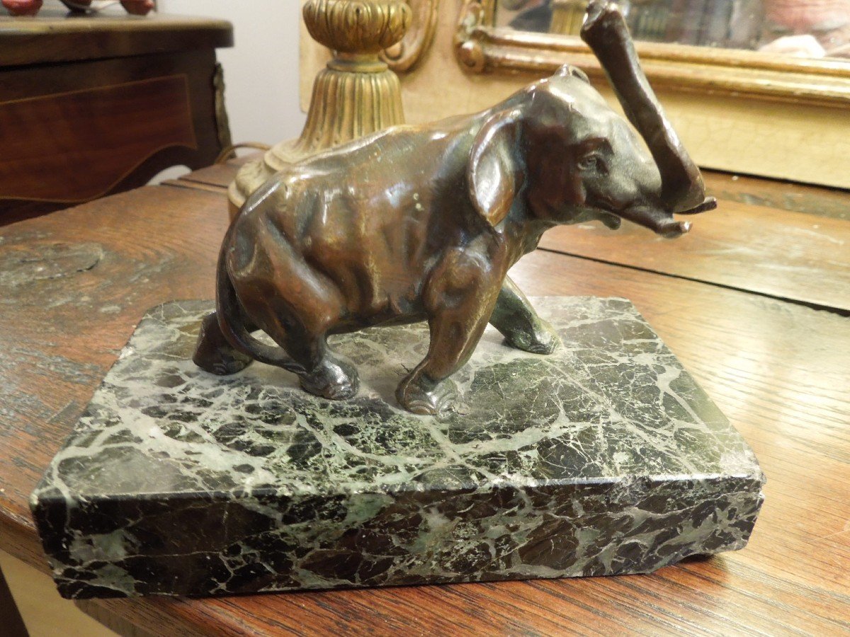 Statuette En Bronze A L Elephant-photo-2