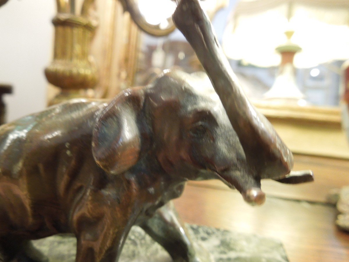 Statuette En Bronze A L Elephant-photo-3