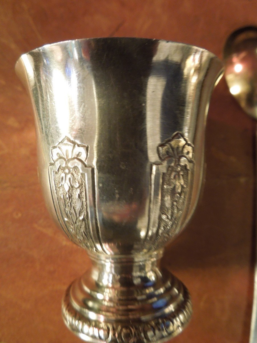 Service Coquetier Et Cuillere Argent massif dans Son Ecrin