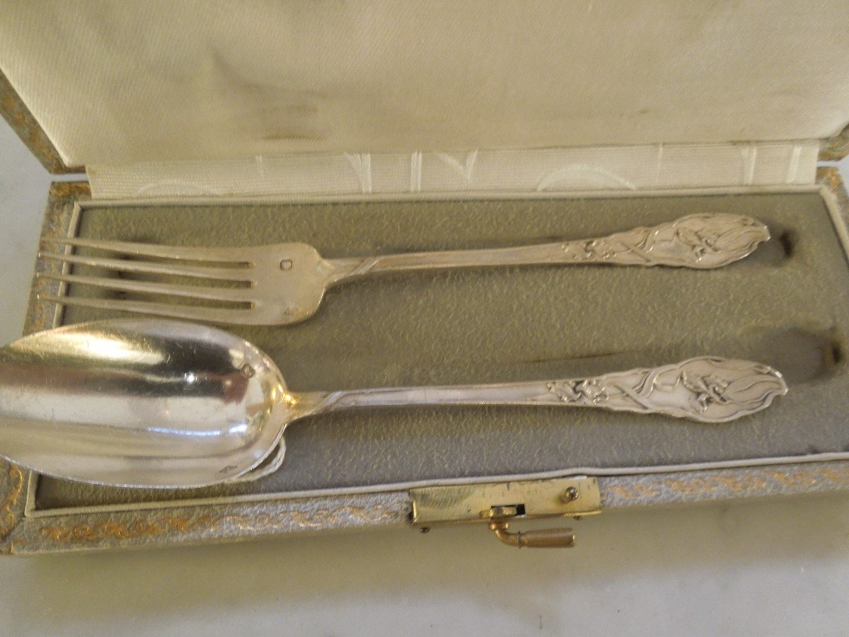 Christening Cutlery Sterling Silver Art Deco Style-photo-2
