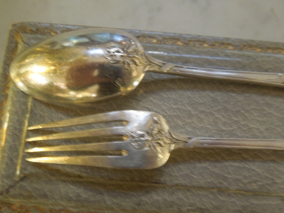 Christening Cutlery Sterling Silver Art Deco Style-photo-4