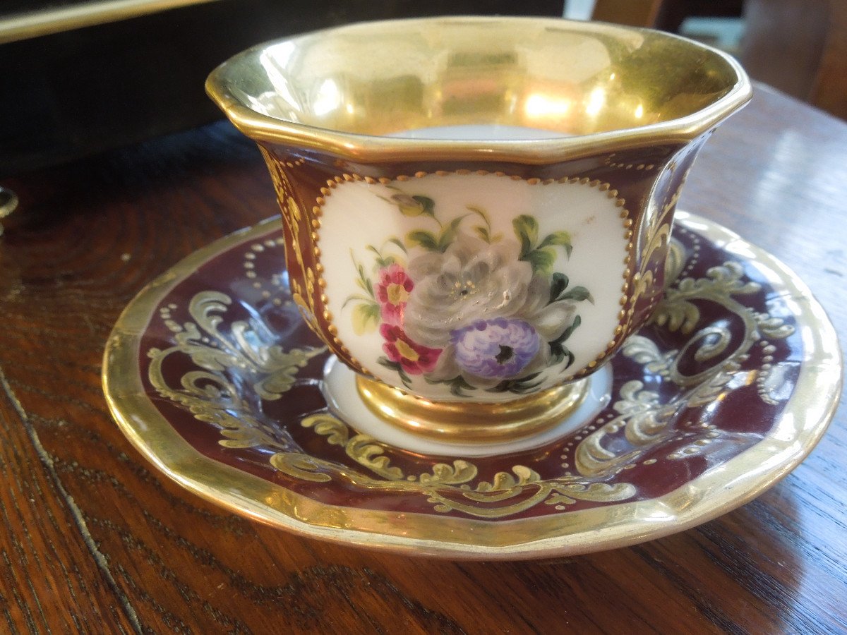 Paris Porcelain Cup And Saucer In The Taste Of Jacob Petit 19 Eme