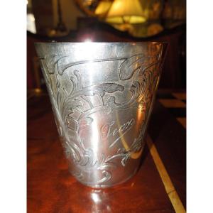 Goblet / Timpani In Silver Coated With An Engraved First Name ... Jean Period And Art Deco Style