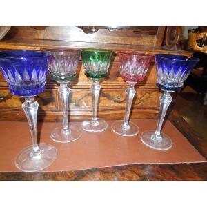 Partie De Service De Verres A Vin Du Rhin de couleurs baccarat modele piccadilly