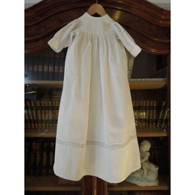 Robe De Bapteme Debut 20 Eme En Piqué De Coton