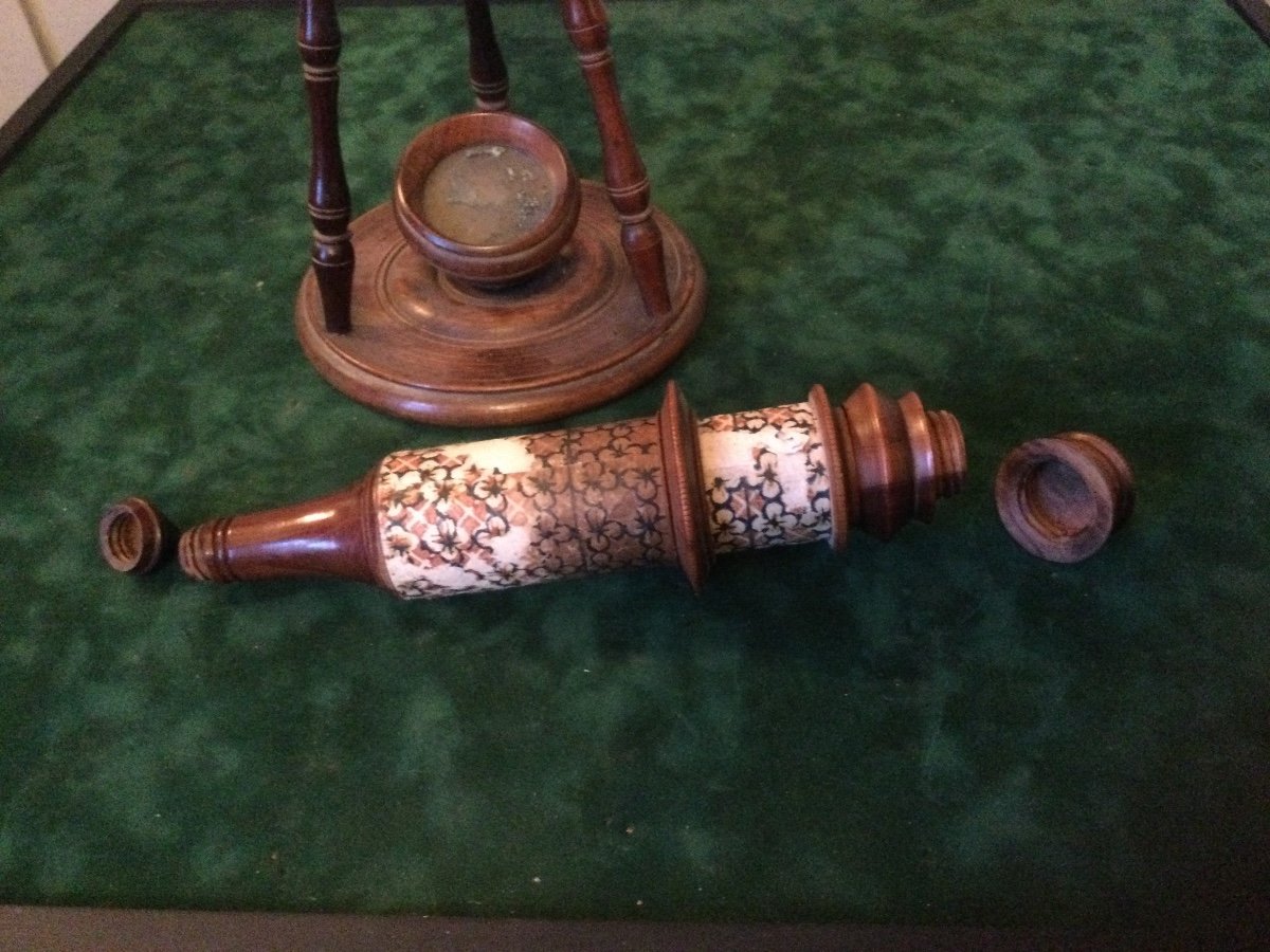 Microscope Type Nuremberg Bois Et Papier époque XVIIIéme -photo-4