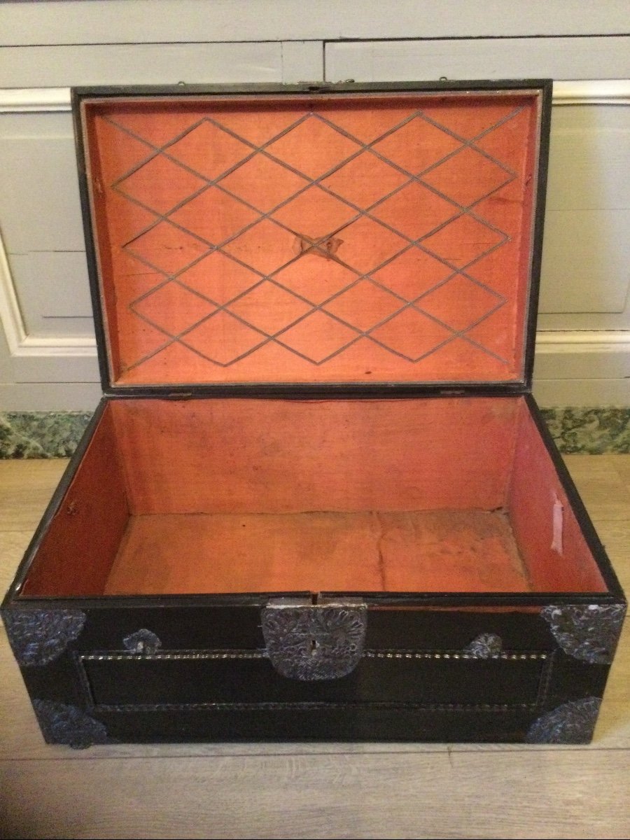 Solid Ebony Chest With Silver Trim XVIIth Time-photo-2