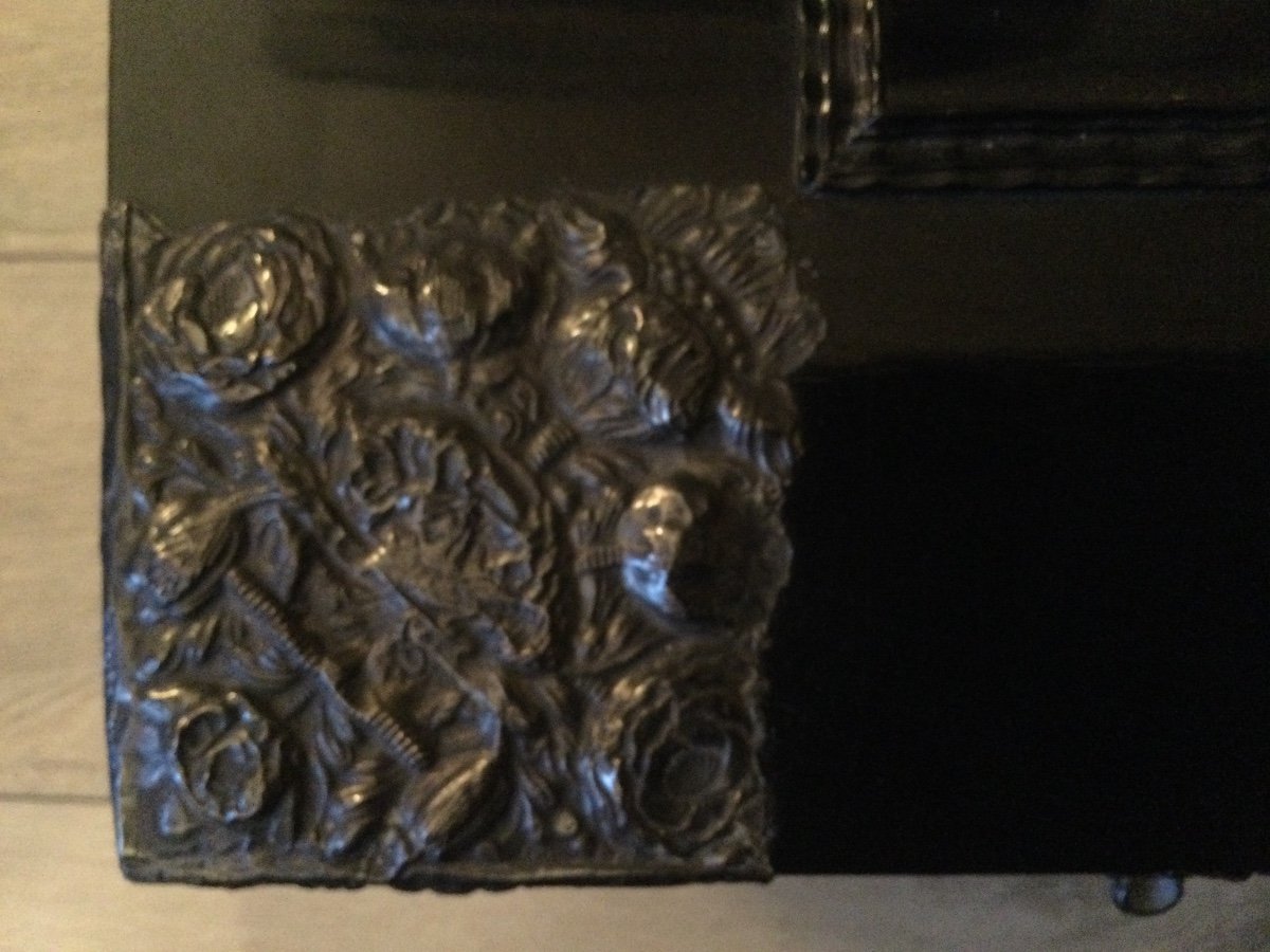 Solid Ebony Chest With Silver Trim XVIIth Time-photo-6