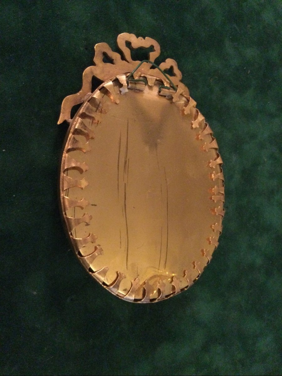 Gilt Bronze Frame Louis XVI Style Curved Glass-photo-2