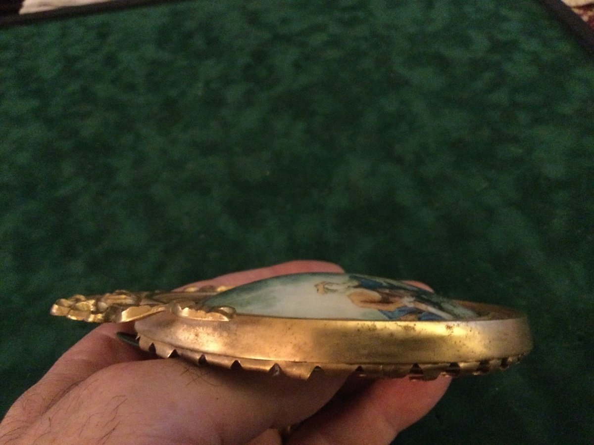 Gilt Bronze Frame Louis XVI Style Curved Glass-photo-3