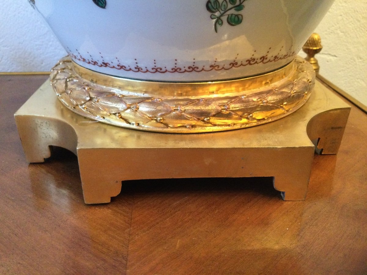 Large Lamp Base In Porcelain And Gilt Bronze Louis XVI Style-photo-3