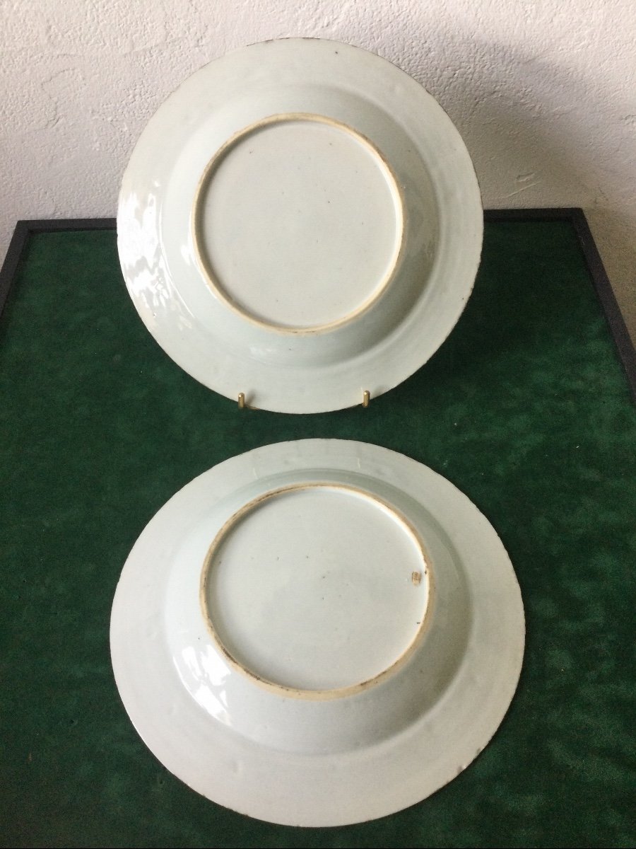 Paire D’assiettes Blanc Bleu De Chine En Porcelaine -photo-2
