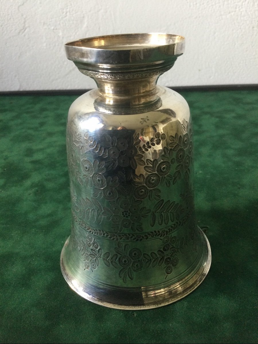 Tulip Mug Engraved With Flowers And Foliage Old Man's Mark Weight 74gr-photo-4