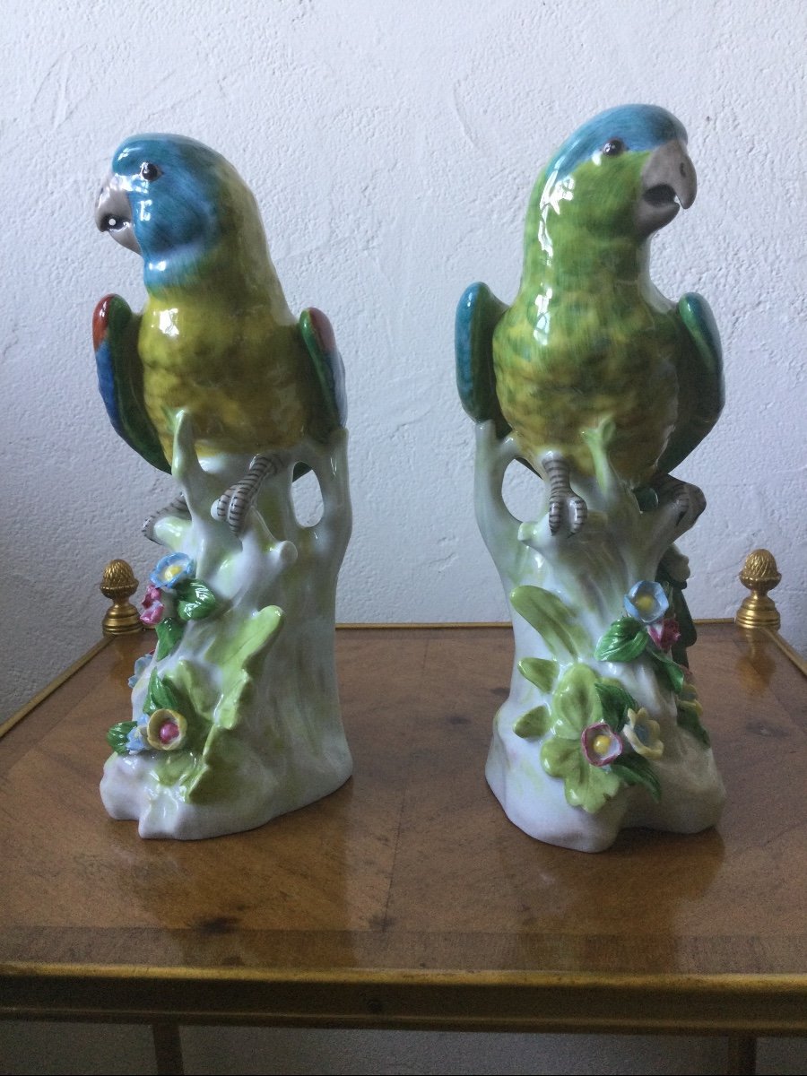 Pair Of Porcelain Parrots-photo-2