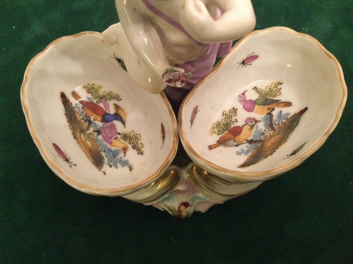 Paire De Salerons En Porcelaine De Saxe époque XVIIIéme -photo-1