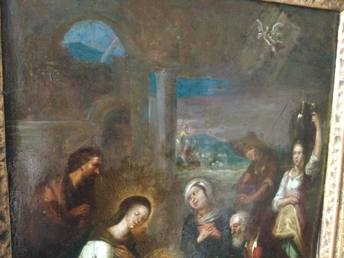 Nativité Huile Sur Cuivre époque Fin XVIIéme Début XVIIIéme -photo-3