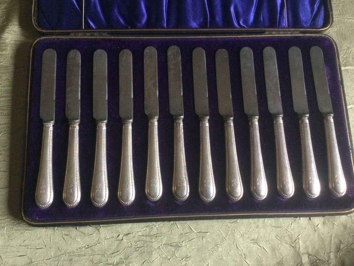 12 Spreading Knives From Christofle Perles Model
