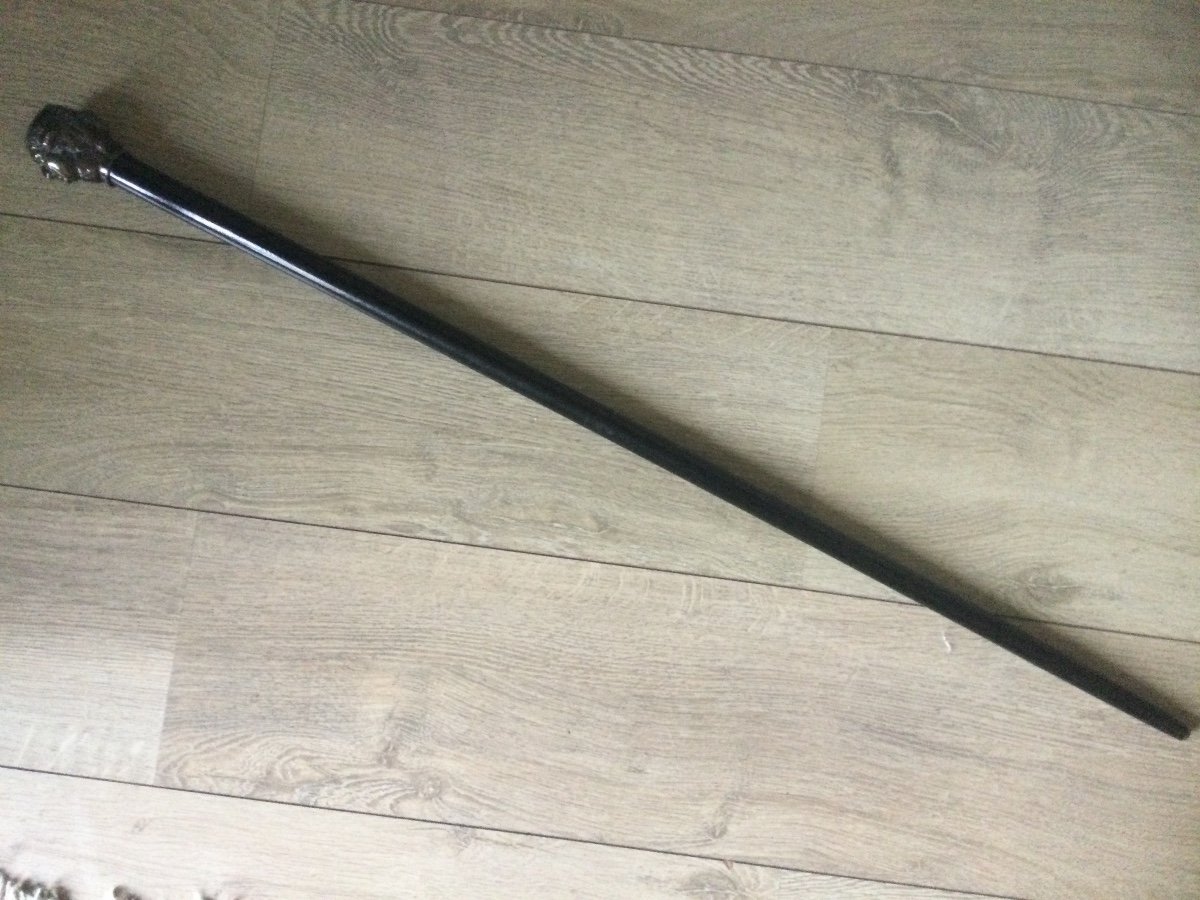 Head Puzzle Cane With The Profile Of Louis XVI And Marie Antoinette In Silver Bronze -photo-4