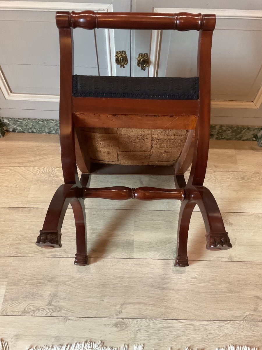 Empire Period Mahogany Curule Stool With Armrest -photo-4