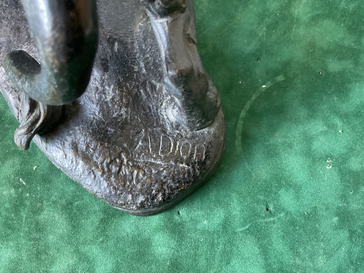 Bronze Of Dion Auguste Louis Lion With The Arms Of Belgium -photo-3