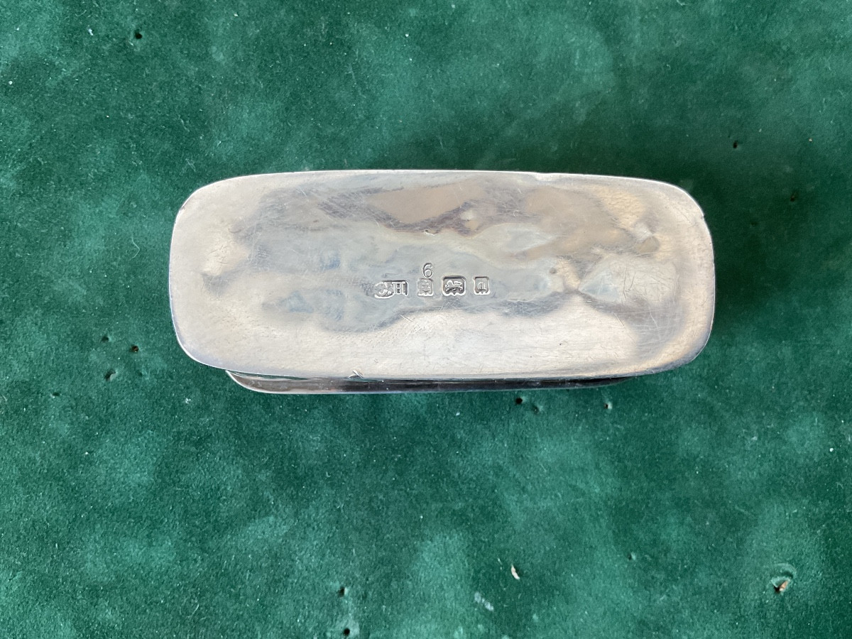 Silver Hunting Decor Snuffbox, English Work -photo-3