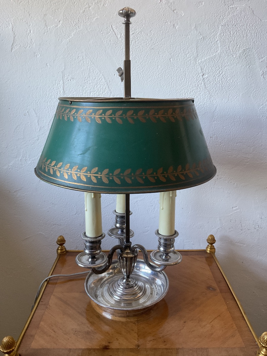 Lampe bouillotte en bronze argenté style Louis XVI-photo-2