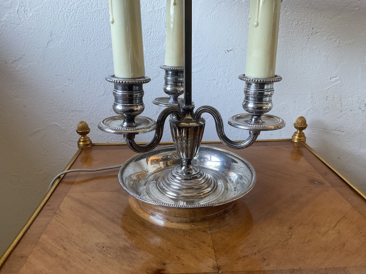 Lampe bouillotte en bronze argenté style Louis XVI-photo-3