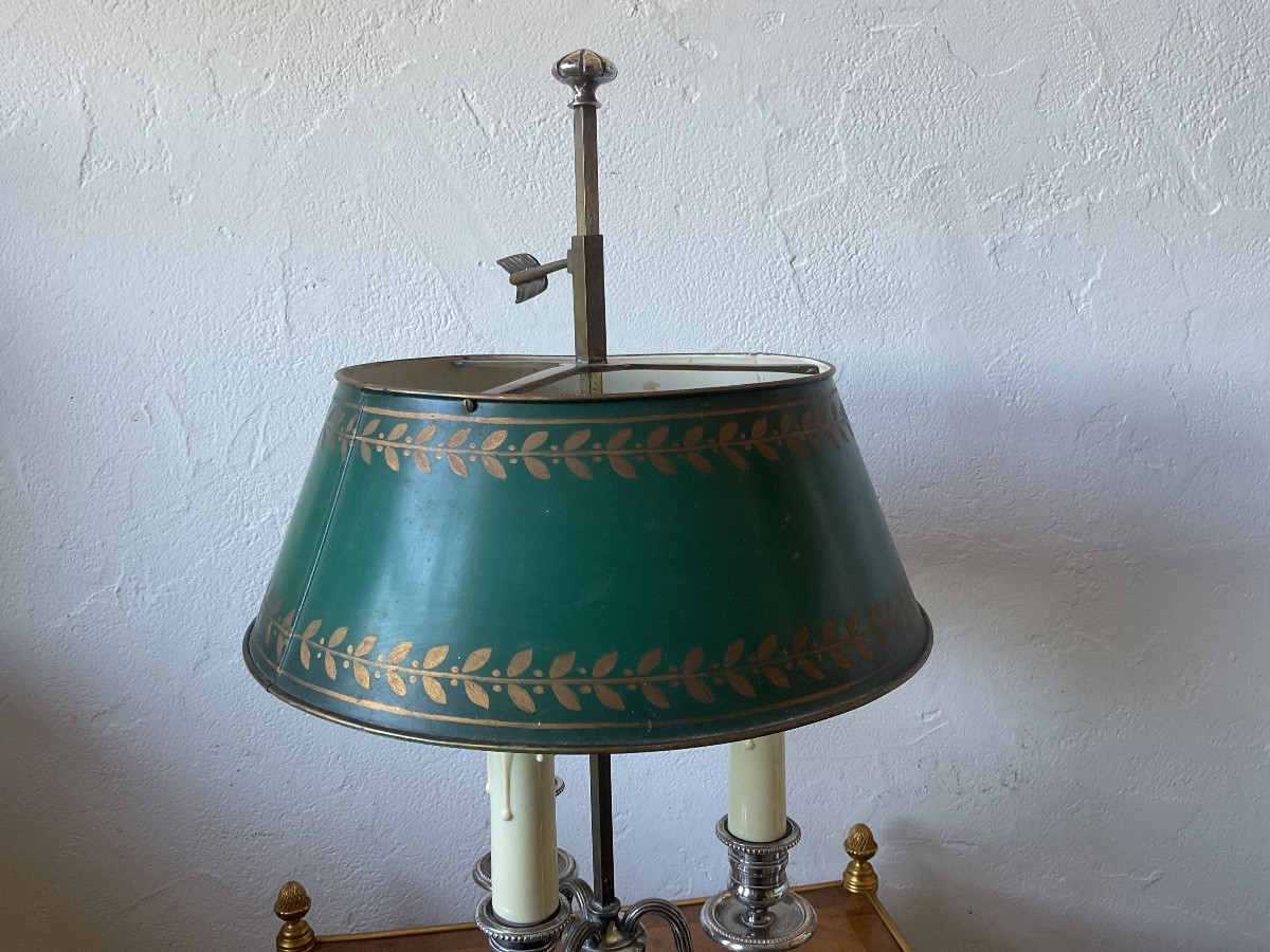 Lampe bouillotte en bronze argenté style Louis XVI-photo-1
