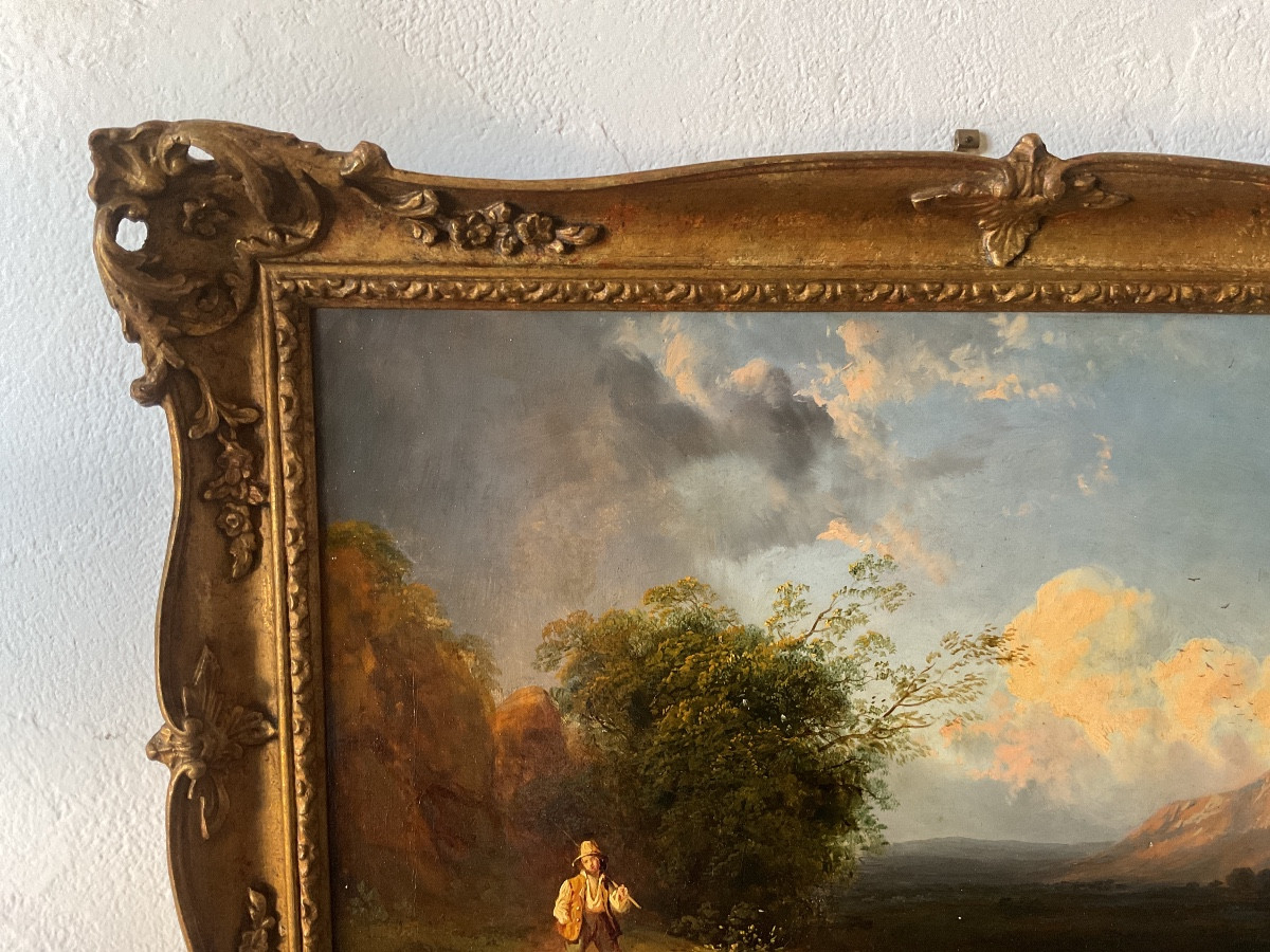 Huile sur J.W. Allen berger et son troupeau -photo-4