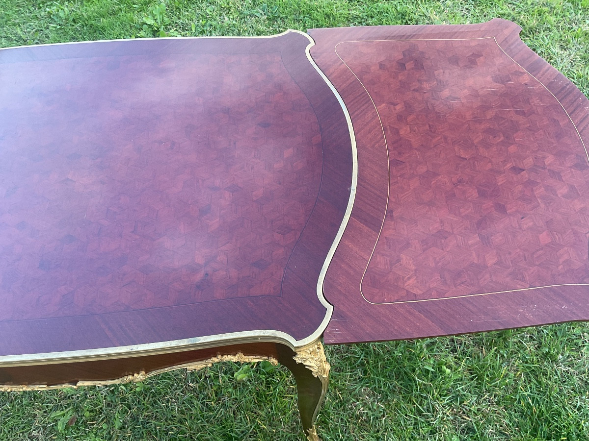 Rare Italian-style Marquetry Center Table With Extensions -photo-4